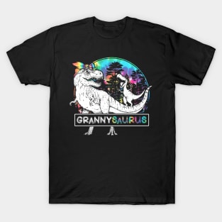 Granny Saurus Funny Dino Tie Dye Bandana Mother's Day T-Shirt